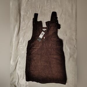 Hyfve Charcoal corduroy overall buckle mini dress SZ S ~ NWT